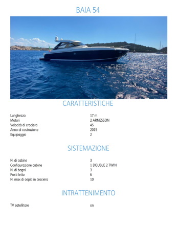 Charter Baia 54 Aqua